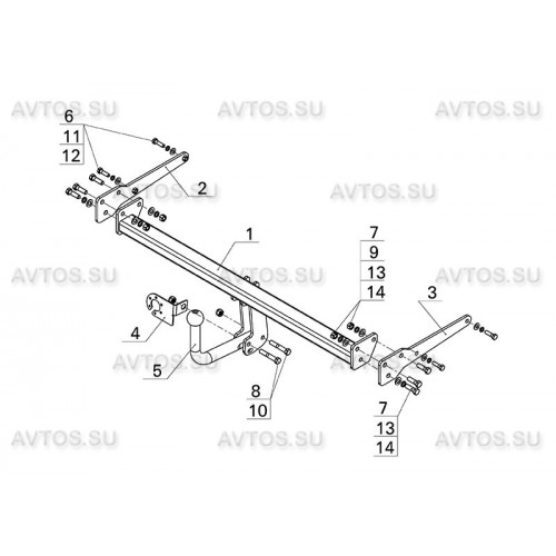 Фаркоп Avtos на SUZUKI SX 4 S-CROSS 2013- Арт.SZ 12